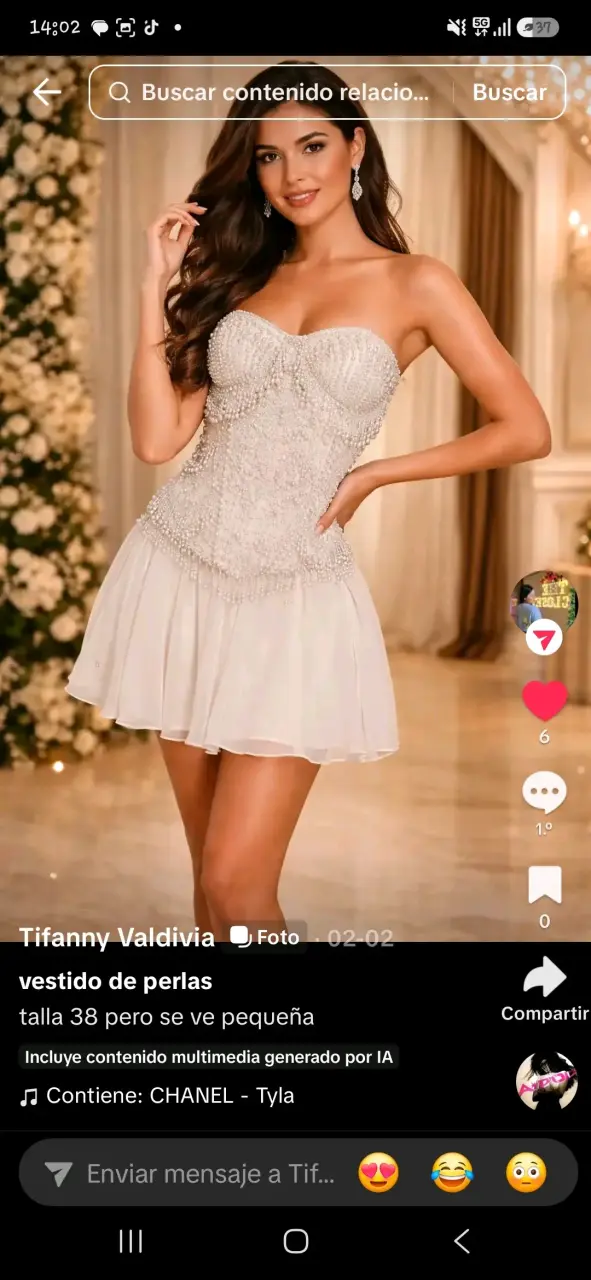Vestido de perlas elegante talla 38