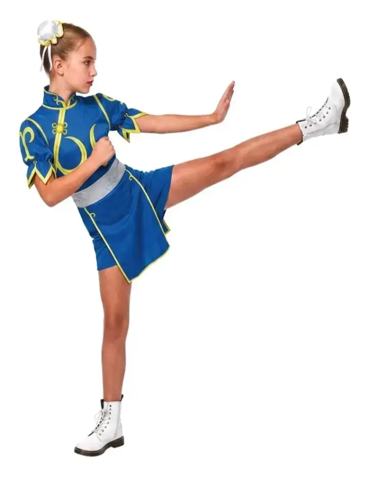 Disfraz de Chun-Li para niñas azul - 1