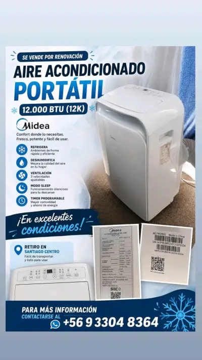 Aire acondicionado portátil Midea 12,000 BTU - miniatura 1