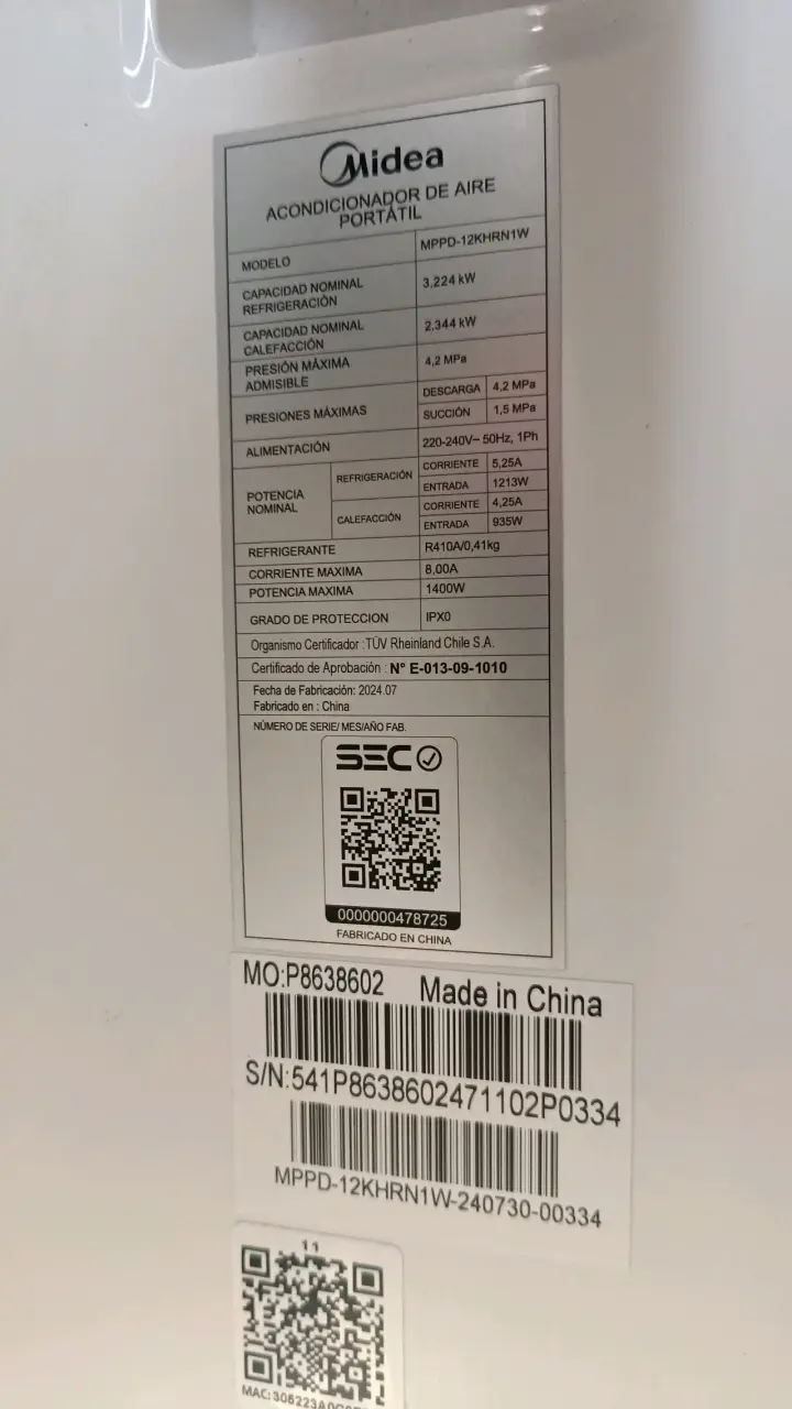 Aire acondicionado portátil Midea 12,000 BTU - 5