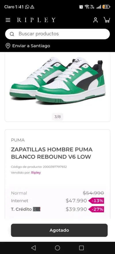 Zapatillas Hombre Puma Rebound V6 Low Verde - miniatura 3