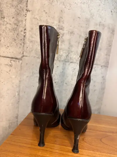 Botines de cuero marrón con tacón alto - miniatura 3
