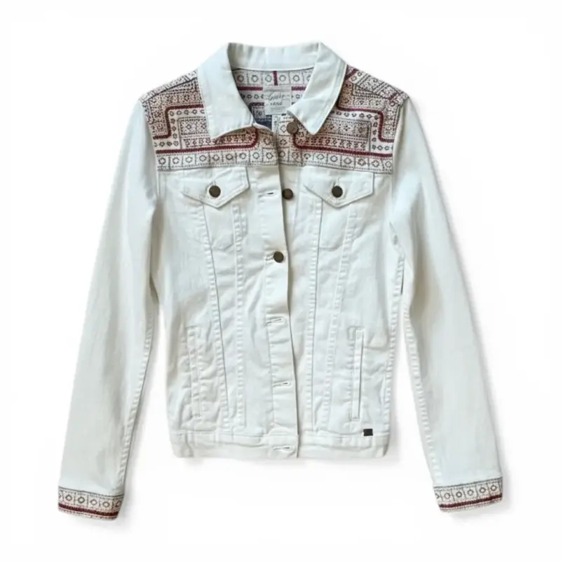 Chaqueta Mezclilla Umbrale Blanca Talla S con Bord - 1