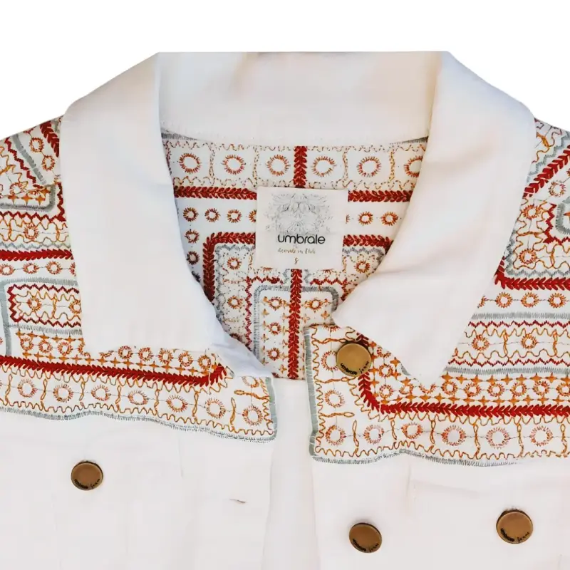 Chaqueta Mezclilla Umbrale Blanca Talla S con Bord - 2
