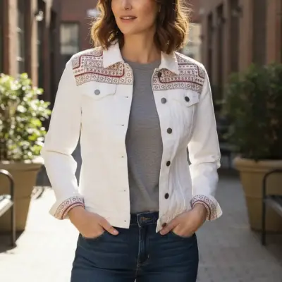 Chaqueta Mezclilla Umbrale Blanca Talla S con Bord - miniatura 5