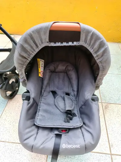 Coche de bebé Bebesit con silla de auto gris - miniatura 4