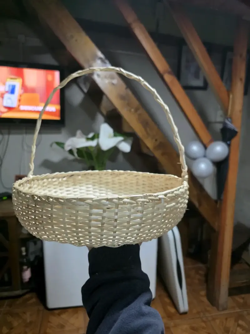 Canasta de mimbre con asa para decoracióno frutero - 2