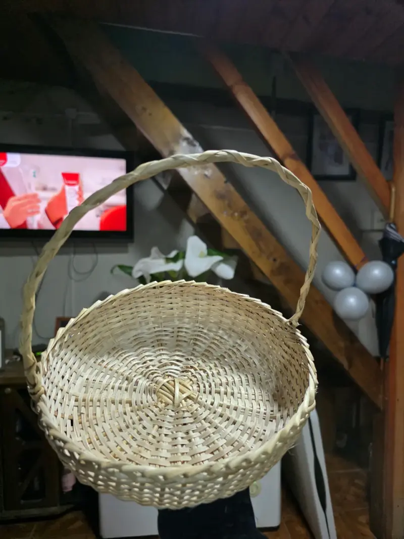 Canasta de mimbre con asa para decoracióno frutero - 3
