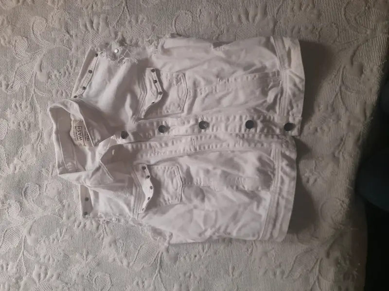 Chaleco de mezclilla blanco sin mangas para mujer - 2