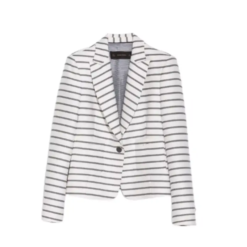 Blazer Brigitte Naux Blanco a Rayas Negras Talla M - 1