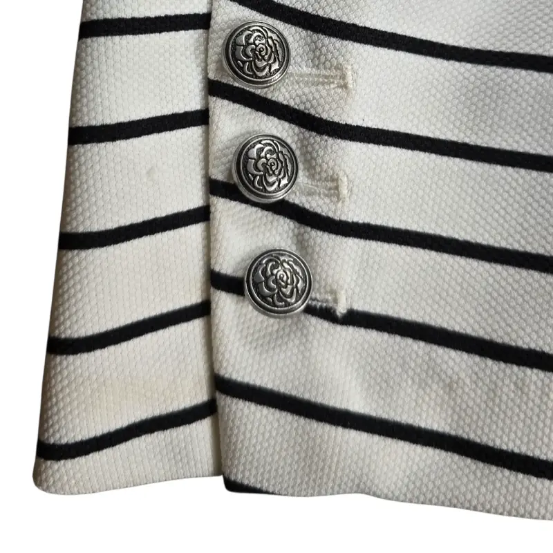 Blazer Brigitte Naux Blanco a Rayas Negras Talla M - 4