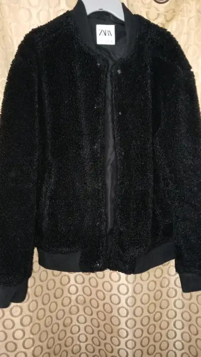 Chaqueta de felpa negra Zara para hombre - miniatura 1