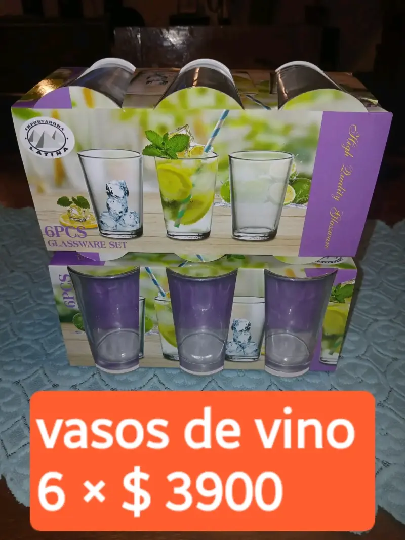 Set de 6 vasos de vidrio Importadora Latina - 1