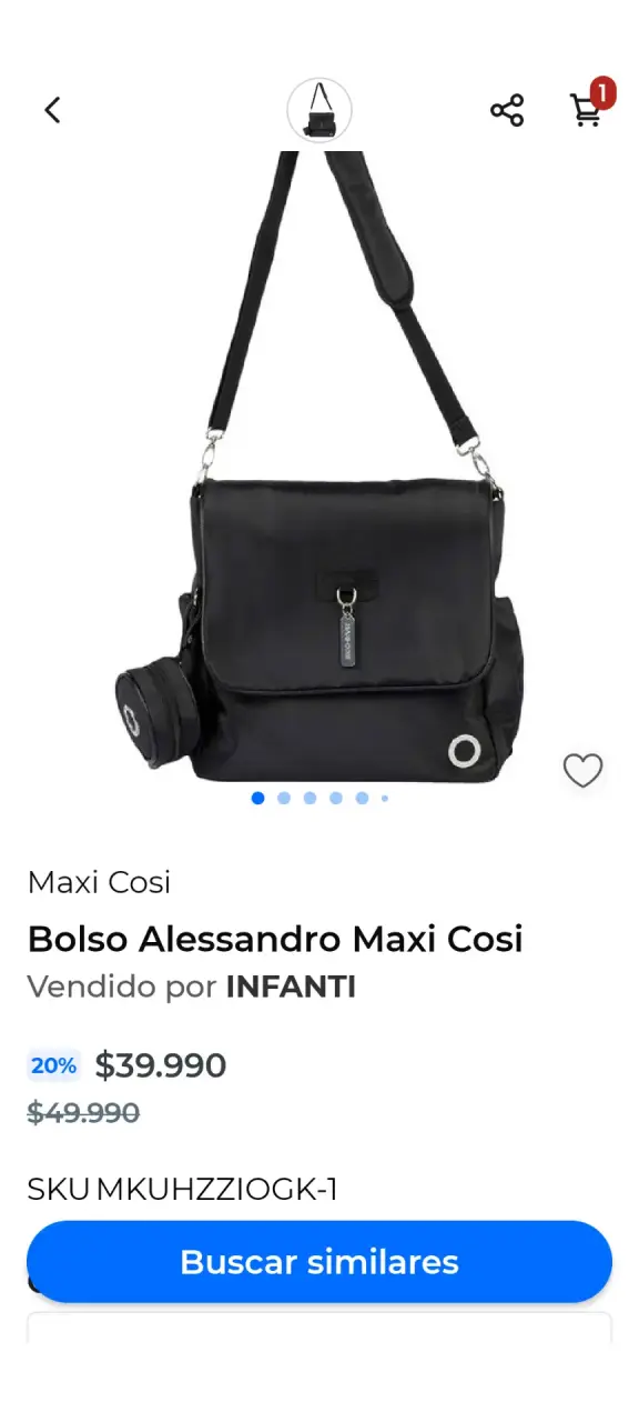 Bolso cambiador negro Maxi Cosi Alessandro - 1