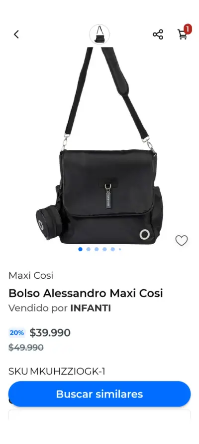 Bolso cambiador negro Maxi Cosi Alessandro - miniatura 1