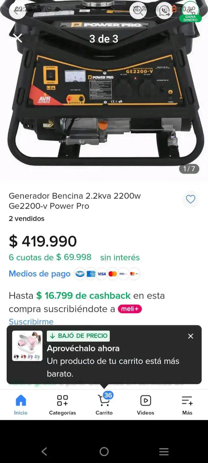 Generador a gasolina Power Pro GE2200-V 2200W - 3