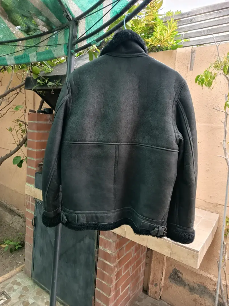 Chaqueta de cuero natural Curtipel negra - 4