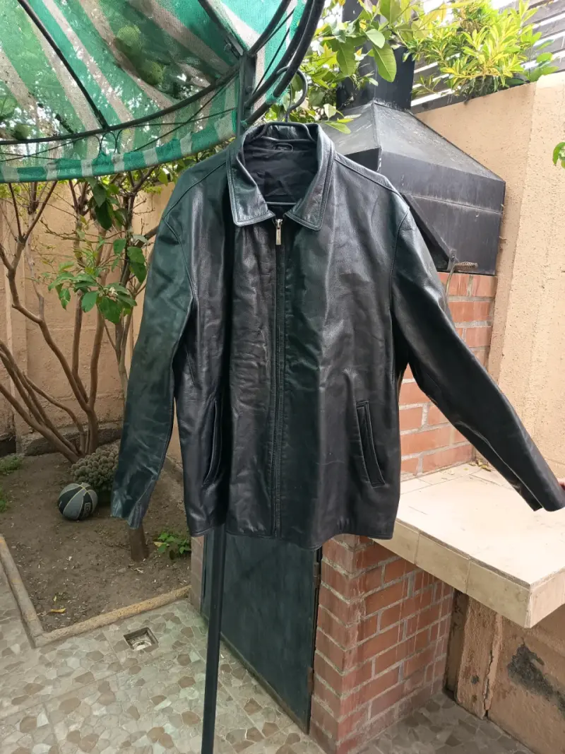 Chaqueta de cuero negra para hombre - 1