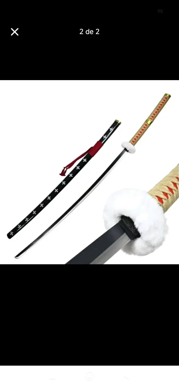 Katana decorativa con funda negra y detalles dora - 2