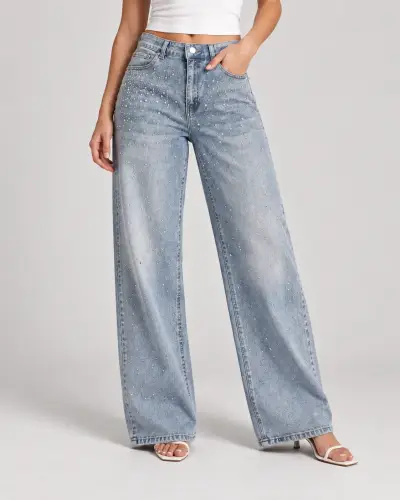 Jeans Wide Leg con brillos - miniatura 1