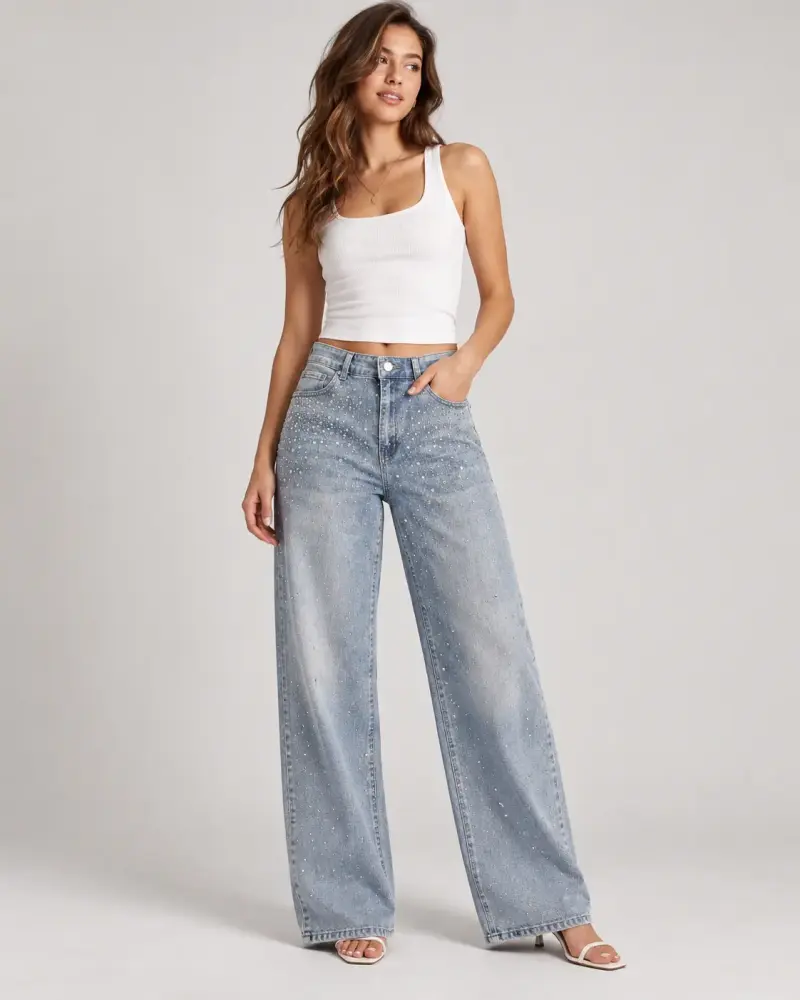 Jeans Wide Leg con brillos - 2