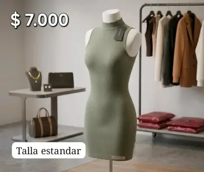 Vestido ajustado sin mangas verde oliva - miniatura 1