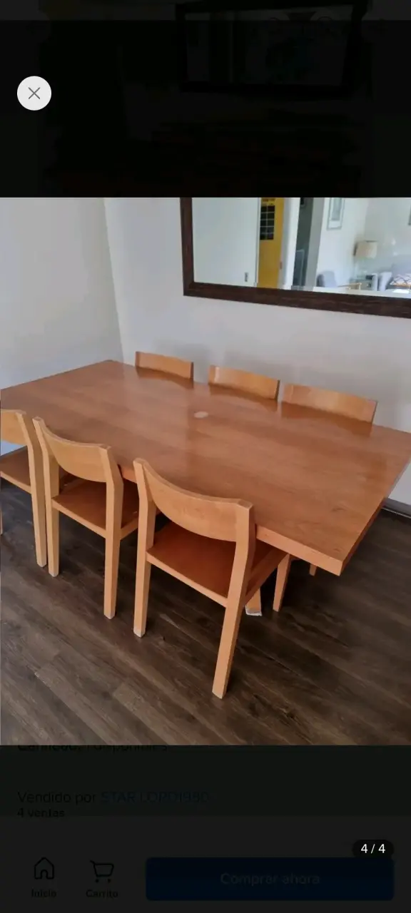 Juego de Comedor de Madera con 6 Sillas - 1