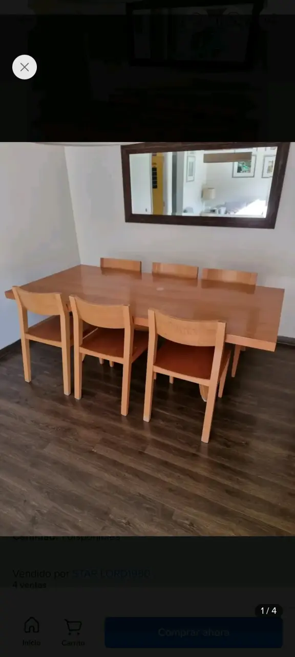 Juego de Comedor de Madera con 6 Sillas - 4
