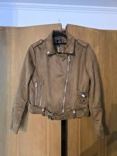 Chaqueta de gamuza cafe Zara TRF - miniatura 1