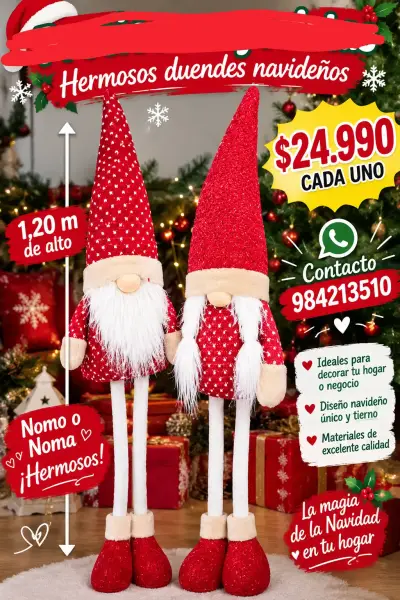 Duendes Navideños Decorativos 1.20m - miniatura 1