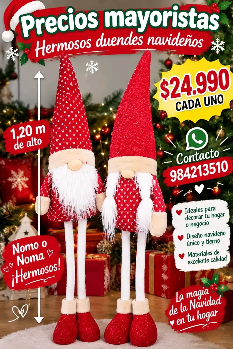 Duendes Navideños Decorativos 1.20m - 2