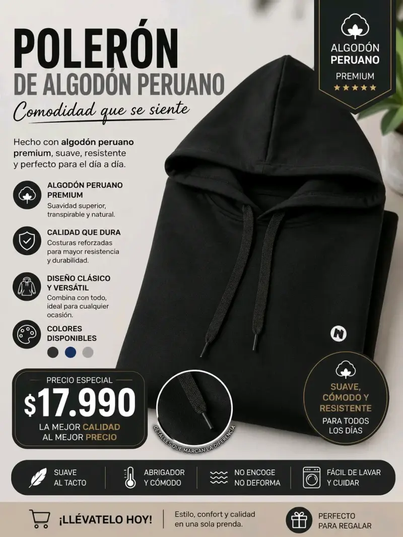 Polerón de Algodón Peruano Premium - 3