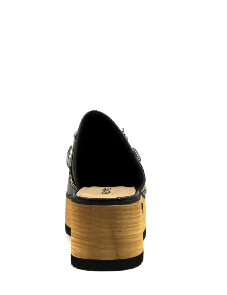 Zuecos de plataforma negros con diseño animal print - 3