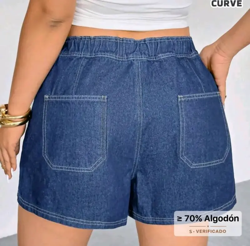 Falda pantalón de mezclilla azul para mujer - 2