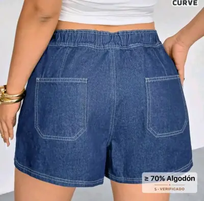 Falda pantalón de mezclilla azul para mujer - miniatura 2