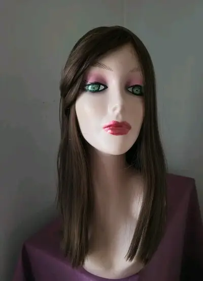 Peluca de cabello liso castaño oscuro - miniatura 1