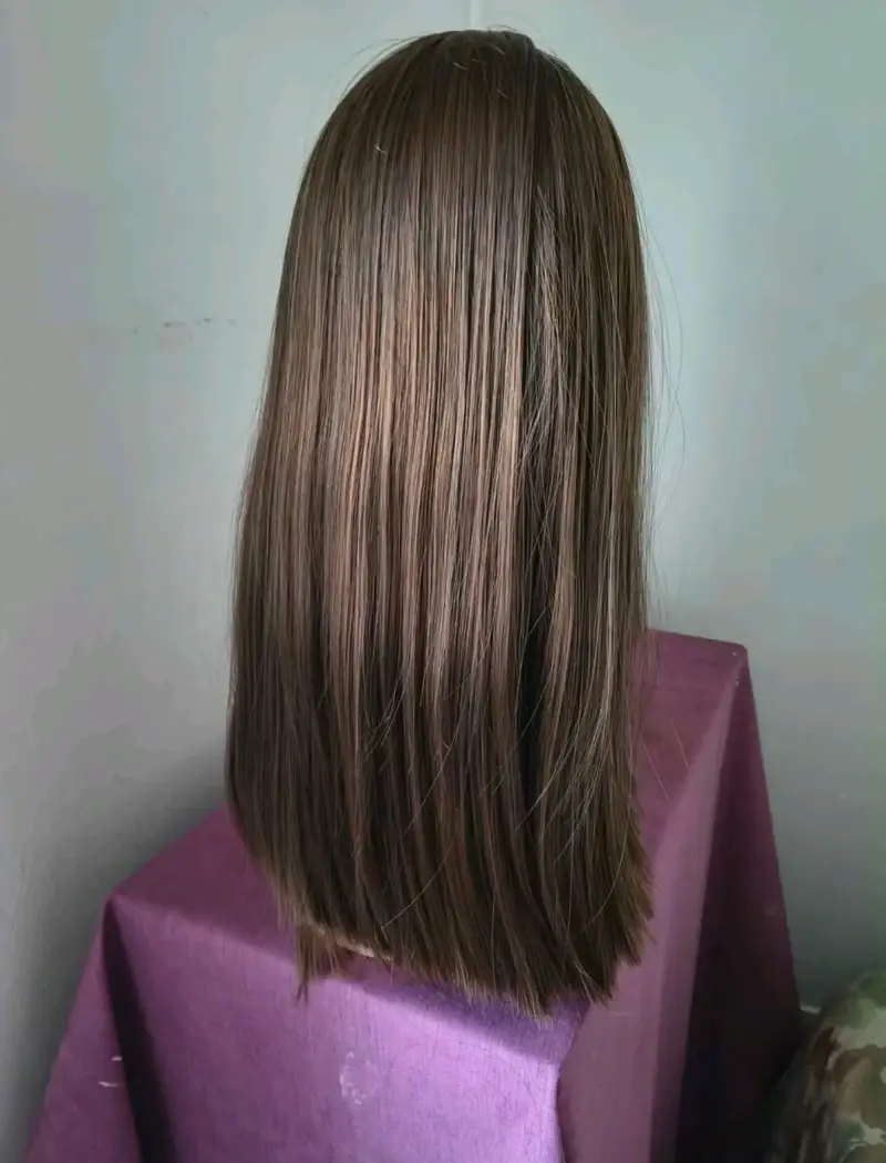 Peluca de cabello liso castaño oscuro - 3