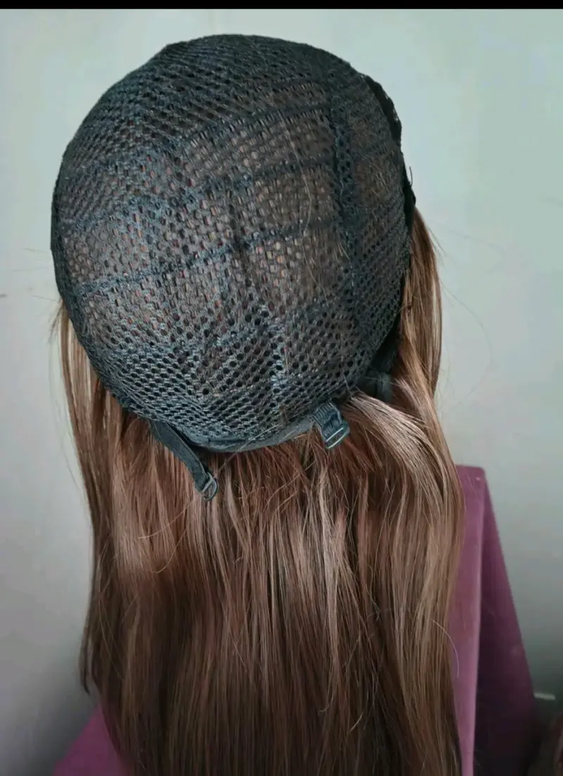 Peluca de cabello liso castaño oscuro - 4