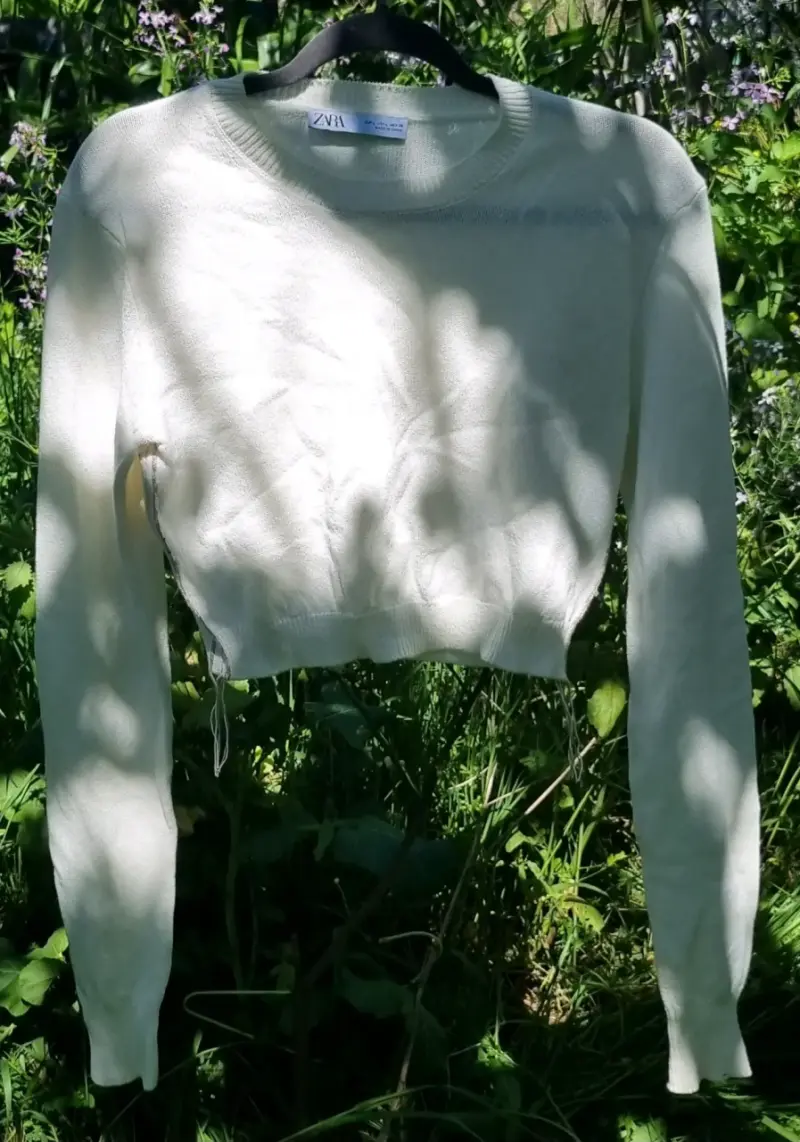 Suéter Crop Top Blanco Zara - 1