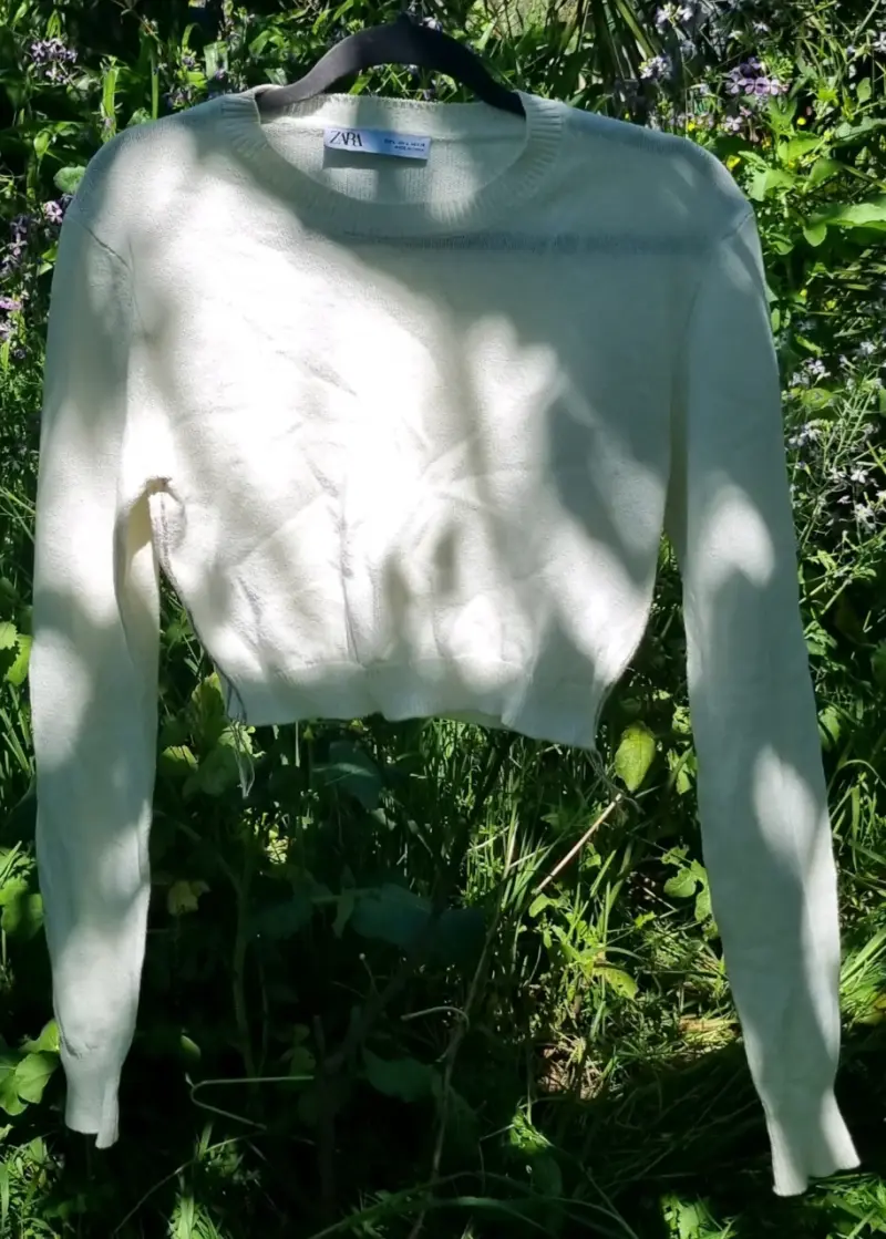 Suéter Crop Top Blanco Zara - 2