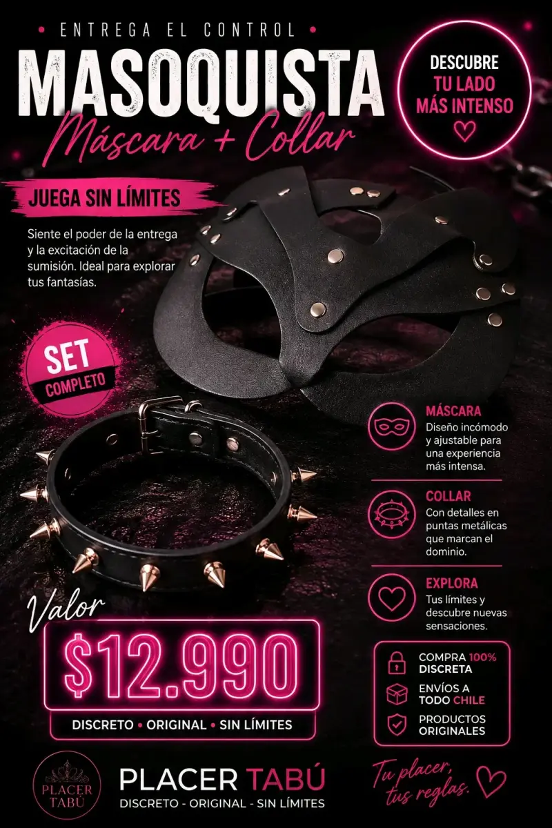 Set de Máscara y Collar Masoquista Placer Tabú