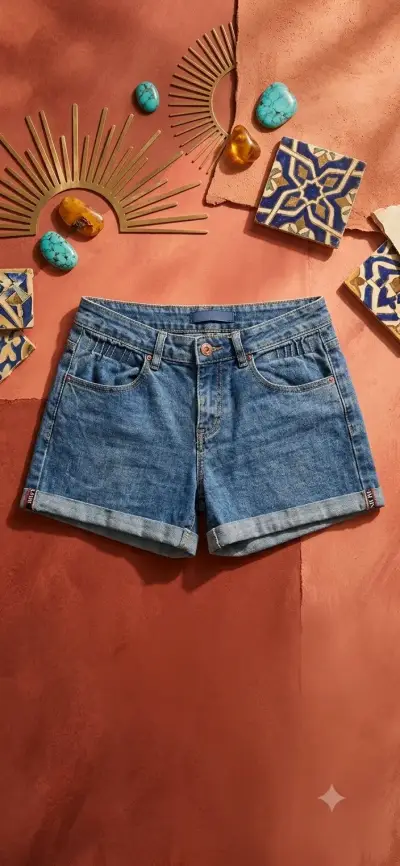 Shorts de mezclilla azul para mujer - miniatura 1