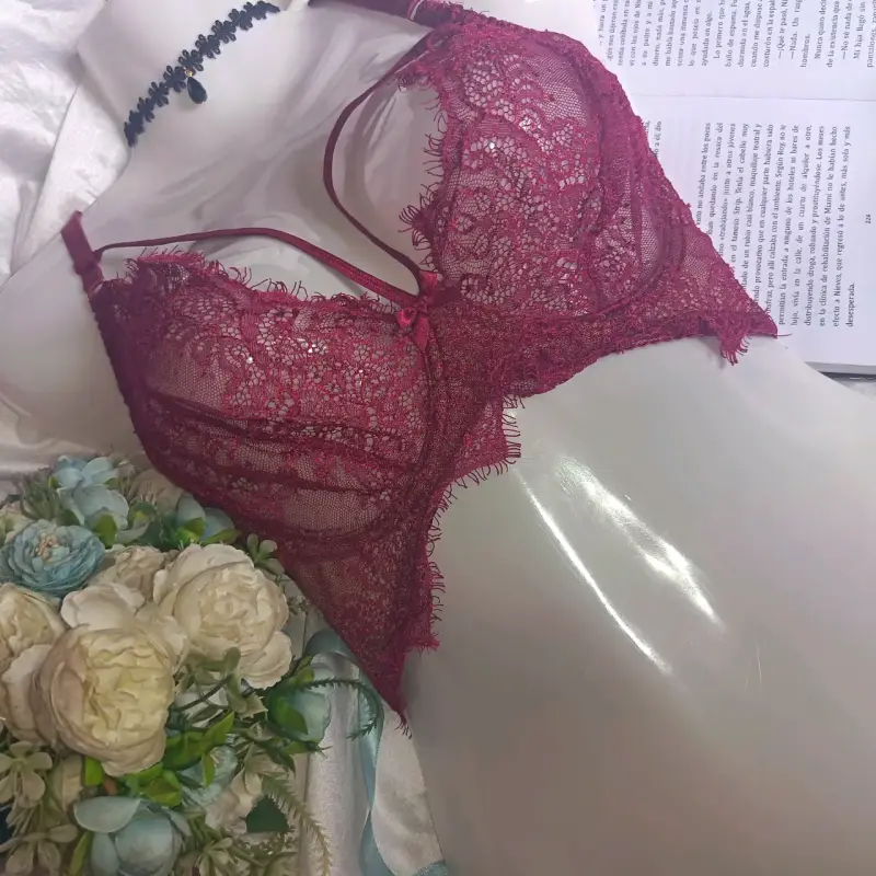 Sostén de encaje burdeos con diseño elegante - 1