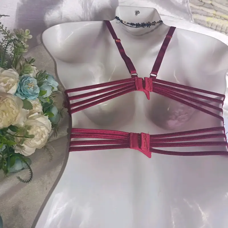 Sostén de encaje burdeos con diseño elegante - 2