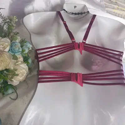 Sostén de encaje burdeos con diseño elegante - miniatura 2