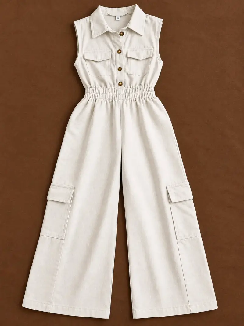 Enterito beige sin mangas con bolsillos