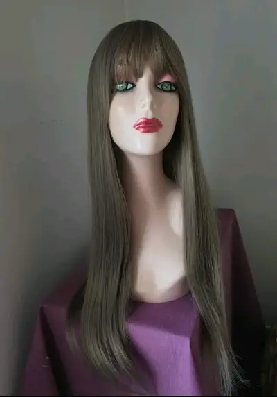 Peluca larga lisa color ceniza - miniatura 1