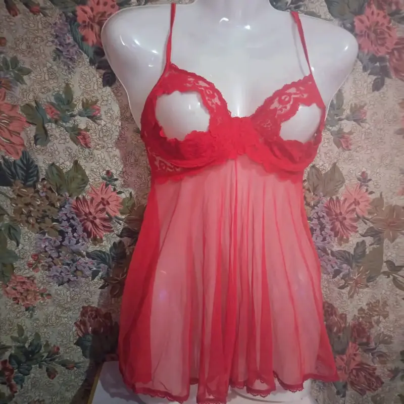 Babydoll rojo de encaje para mujer