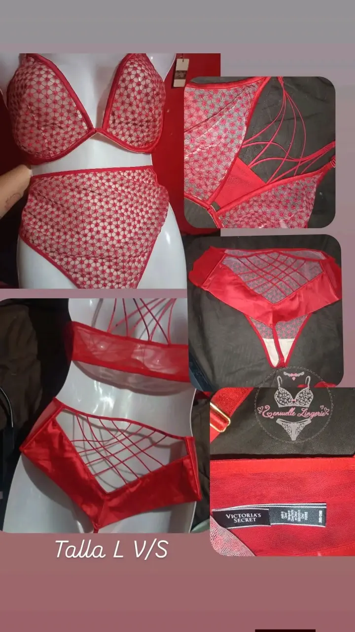 Conjunto de lencería roja Victoria's Secret talla L