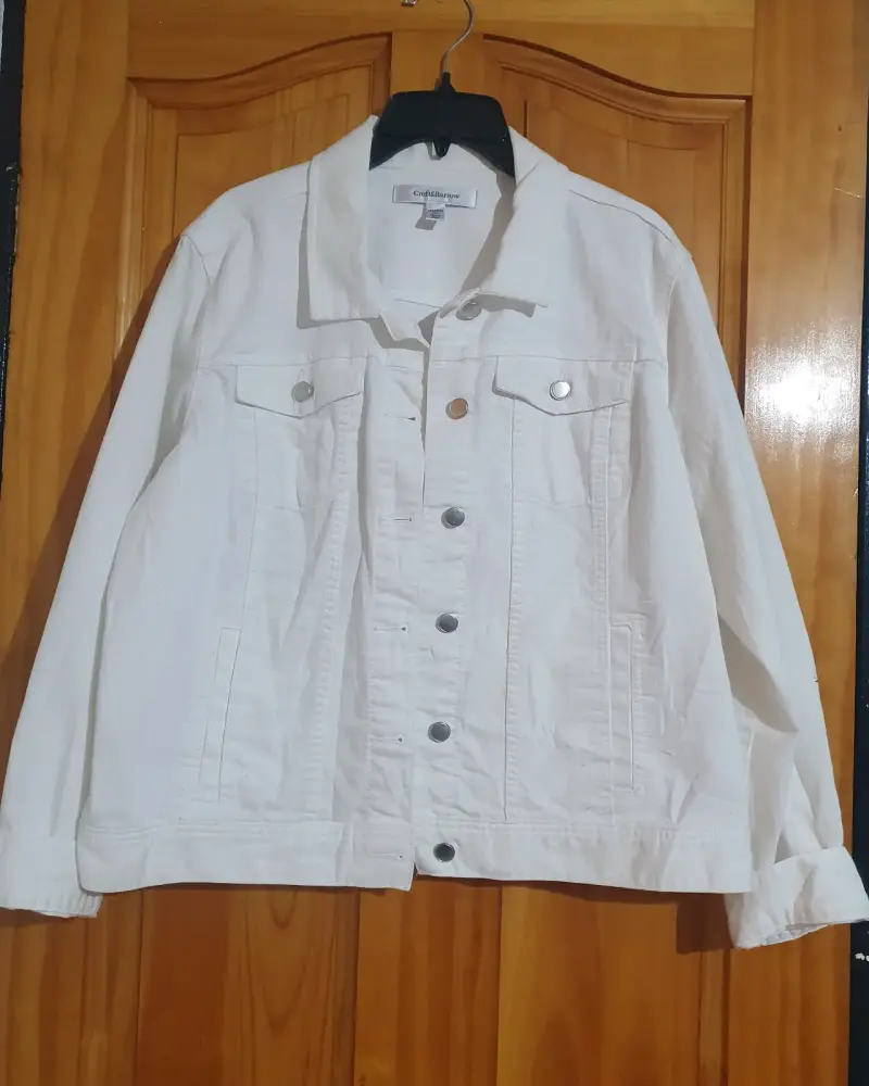 Chaqueta de mezclilla blanca para mujer talla L - 1